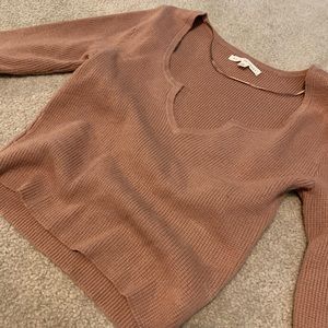 Mauve knitted long sleeve cropped sweater